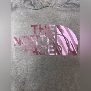 The North Face Gray & Purple Logo Hooded Sweatshirt - Size Small